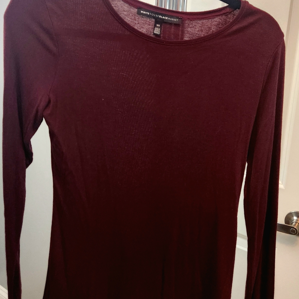 White House Black Market Deep Red Long Sleeve Tee